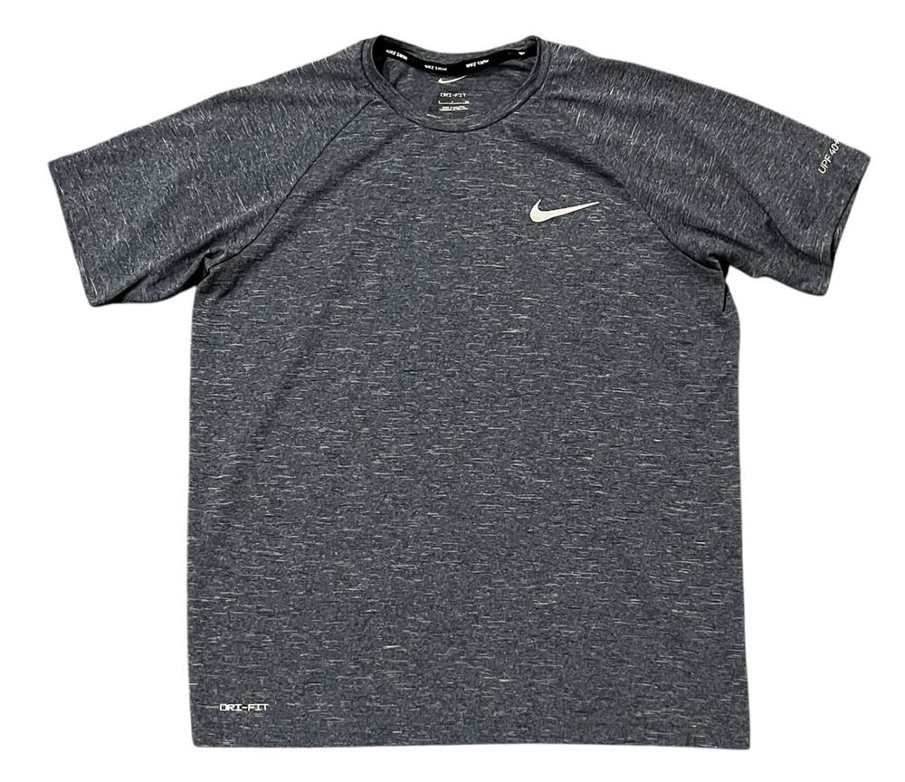 Mens Nike Dri-Fit Swim T-Shirt Short Sleeve Size Small UPF 40 Heather Blue